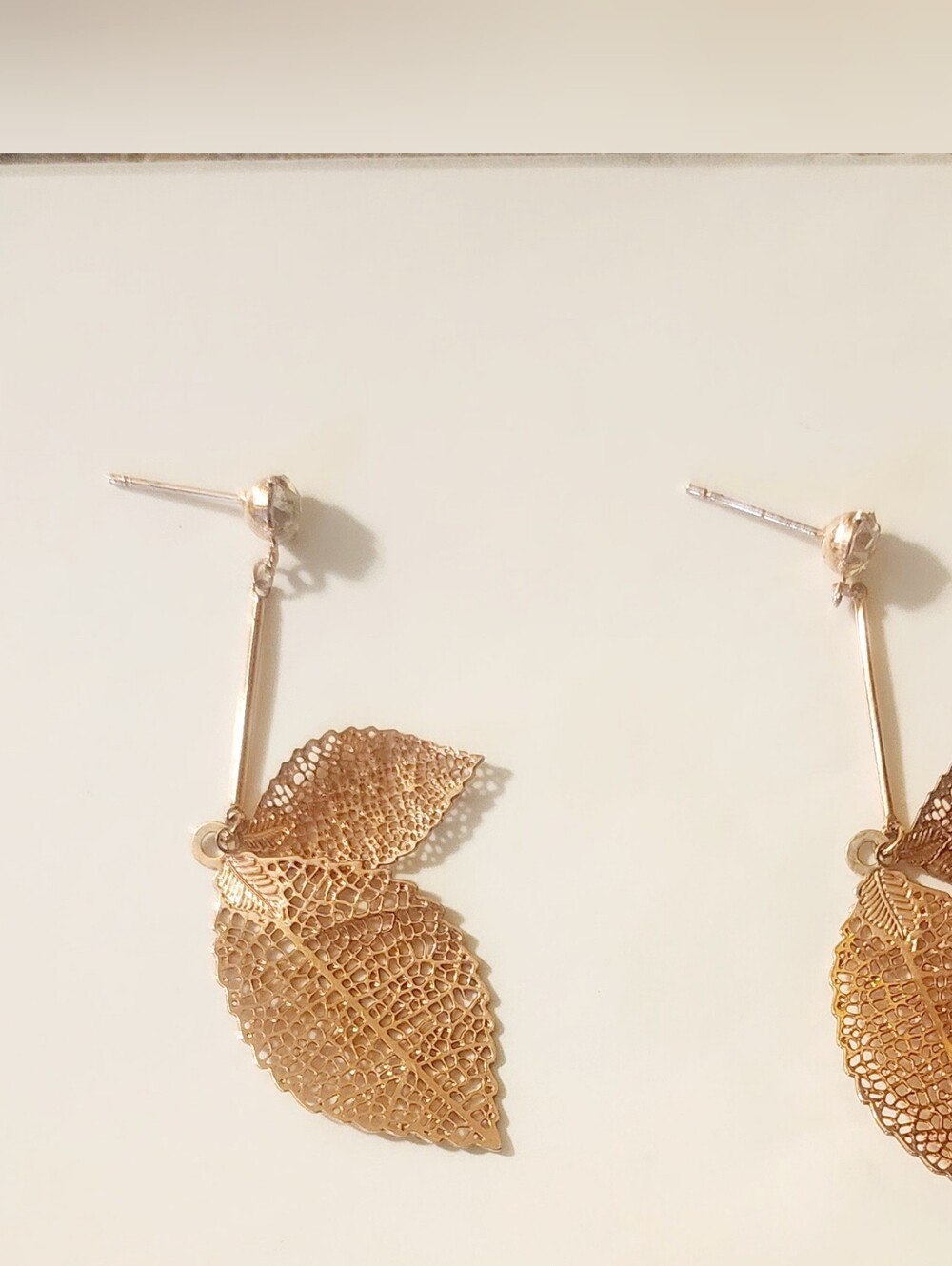 Gold Leaf Drop Earrings - Elegant Women's Jewelry